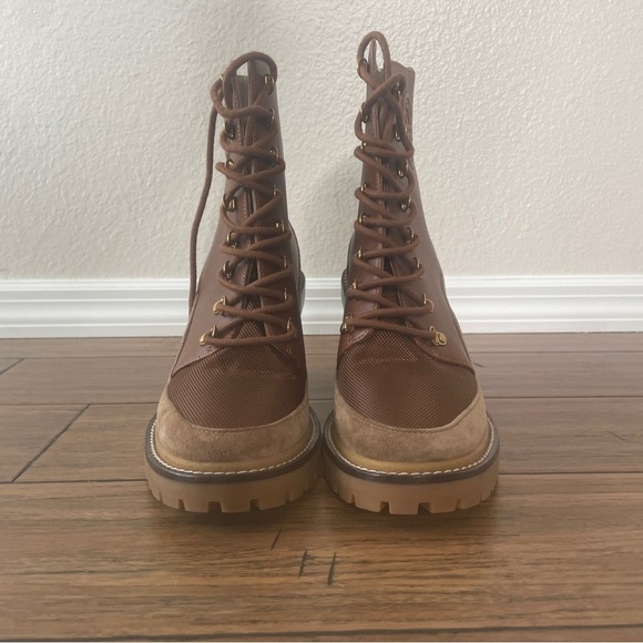 Tory Burch 95 mm Miller Lug Sole Booties boots lace up zipper chunky combat boot - Picture 4 of 16